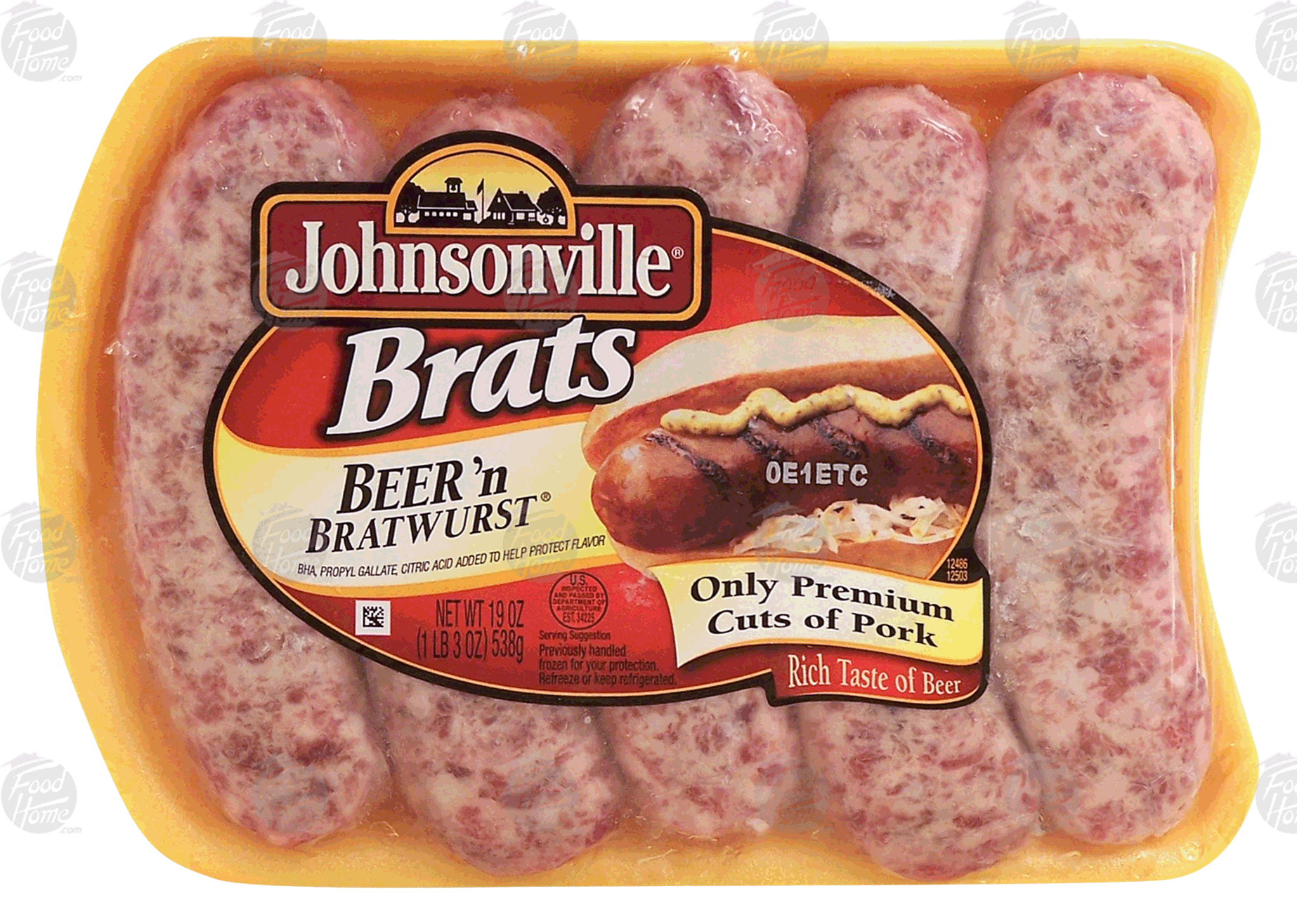 Johnsonville  beer 'n' brat bratwurst, 5-count, bunsize Full-Size Picture